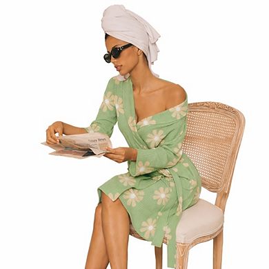 Women Cozy Waffle Knit Robe