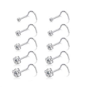 Surgical Steel Corkscrew Nose Studs