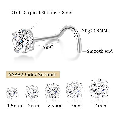 Surgical Steel Corkscrew Nose Studs