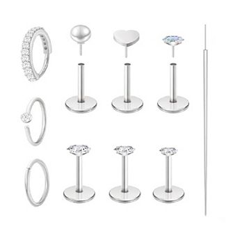 9 pc Titanium Nose Stud Set