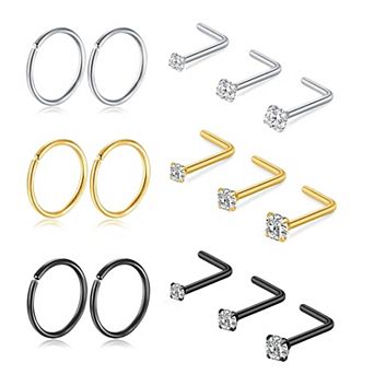 15 pc Titanium Nose Ring Set
