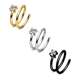 3 pc Double Nose Ring Hoop Set