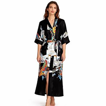 Soft Floral Satin Robe Women