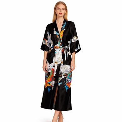 Soft Floral Satin Robe Women