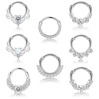 8 pc Septum Clicker Ring Set