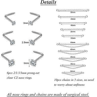 Surgical Steel Nose Piercing Set