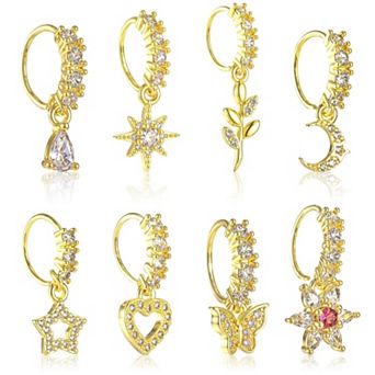 8 pc Dangle Nose Ring Set