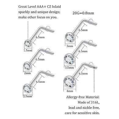 Surgical Steel L Shaped Nose Studs