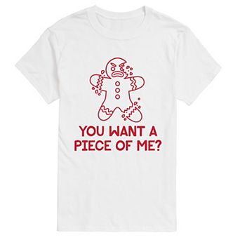 Men's "You Want A Piece Of Me?" Gingerbread Man Short Sleeve Graphic T-Shirt