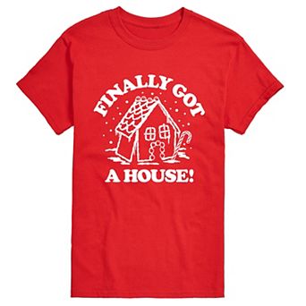 Men's “Finally Got a House!” Gingerbread House Short Sleeve Graphic T-Shirt