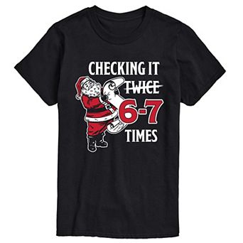 Men's Santa "Checking It 6-7 Times" Christmas Short Sleeve Graphic T-Shirt