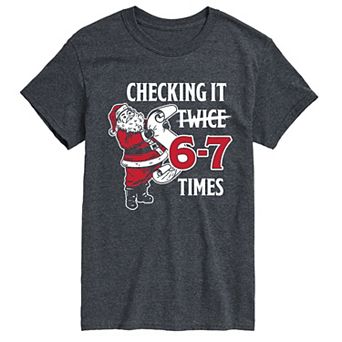 Men's Santa "Checking It 6-7 Times" Christmas Short Sleeve Graphic T-Shirt
