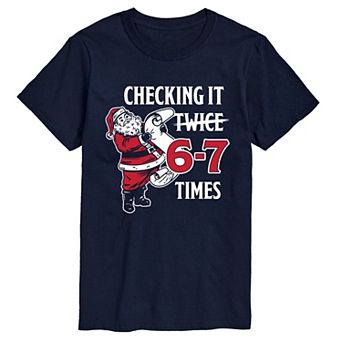 Men's Santa "Checking It 6-7 Times" Christmas Short Sleeve Graphic T-Shirt