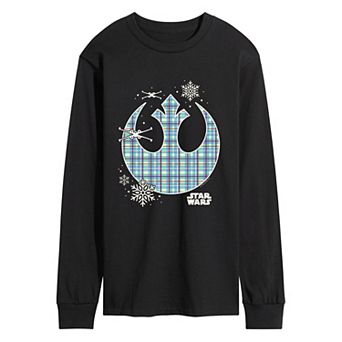 Men's Star Wars Holiday Plaid Rebel Icon Long Sleeve Graphic T-Shirt