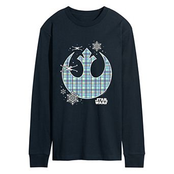Men's Star Wars Holiday Plaid Rebel Icon Long Sleeve Graphic T-Shirt