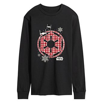 Men's Star Wars Holiday Plaid Empire Icon Long Sleeve Graphic T-Shirt