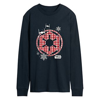 Men's Star Wars Holiday Plaid Empire Icon Long Sleeve Graphic T-Shirt