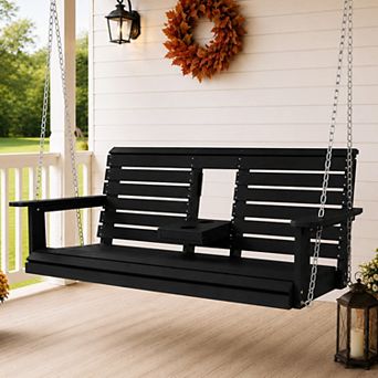 Fortune Candy Poly Lumber 3-Seat Porch Swing, HIPS 5-ft Bench Swing
