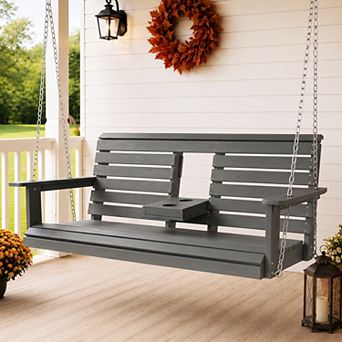 Fortune Candy Poly Lumber 3-Seat Porch Swing, HIPS 5-ft Bench Swing