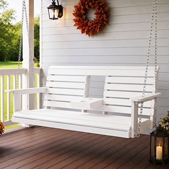 Fortune Candy Poly Lumber 3-Seat Porch Swing, HIPS 5-ft Bench Swing