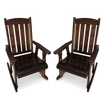 Fortune Candy Wooden Patio Rocking Chair, for Outdoor and Indoor, set of 2