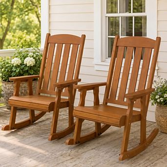 Fortune Candy Wooden Patio Rocking Chair, for Outdoor and Indoor, set of 2