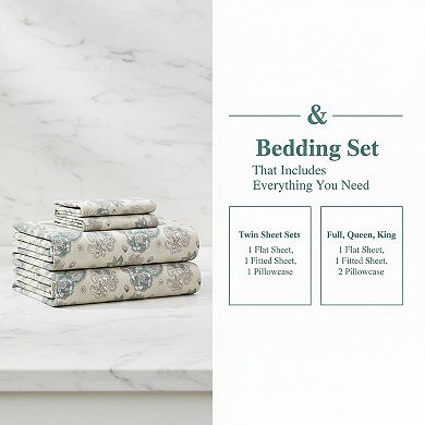 300 Thread Count Cotton Percale Sheet Set 16in Deep Pocket Breathable Hotel Quality Bedding