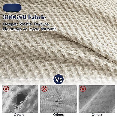 Soft & Durable Waffle Duvet Set with 3D Design, 8 Ties & Zipper Closure