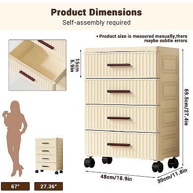 4-Tier Plastic Storage Drawer Cart