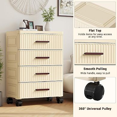 4-Tier Plastic Storage Drawer Cart