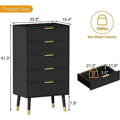 5 Drawer Dresser for Bedroom 2PCS