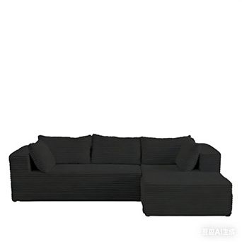 Mjkone 86" Oversized Corduroy Modular Sectional Sofa with 2 Ottomans for Living Room