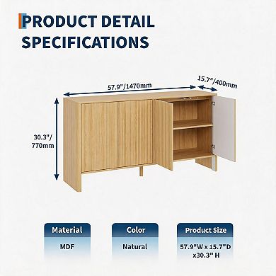 58" Sideboard Buffet Cabinet with Storage