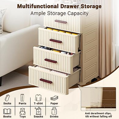 5-Tier Rolling Storage Cart with Drawers
