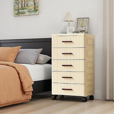 5-Tier Rolling Storage Cart with Drawers