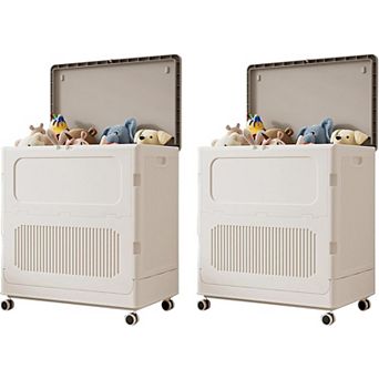 2 Pack Large Rolling Laundry Hamper with Lid