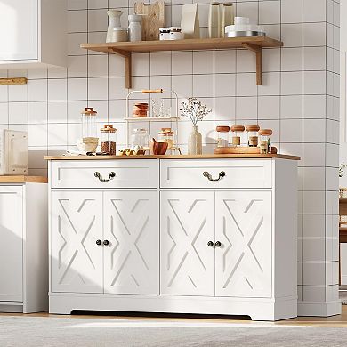 57 Inch Modern Farmhouse Sideboard Buffet Cabinet
