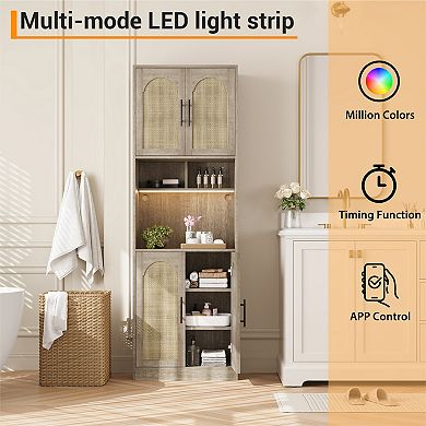 Kitchen Pantry Cabinet with RGB Light