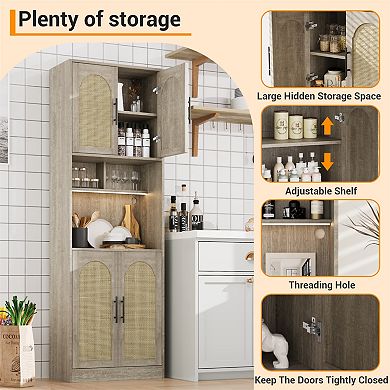 Kitchen Pantry Cabinet with RGB Light