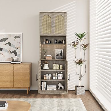 Kitchen Pantry Cabinet with RGB Light