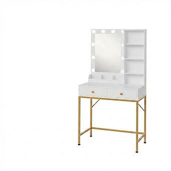 Elegant Vanity Desk Set with Mirror Lights