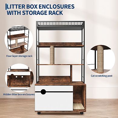 Hidden Cat Litter Box Enclosure Furniture