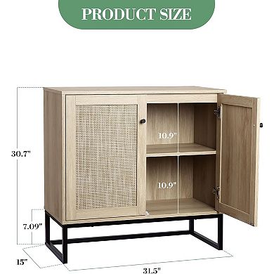 2-Door Rattan Storage Cabinet Sideboard Buffet
