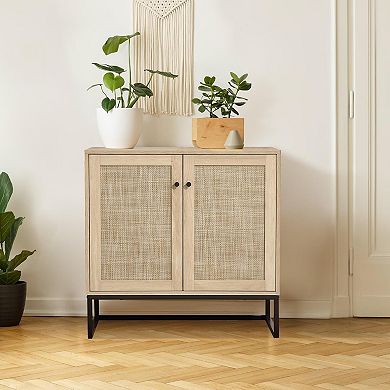 2-Door Rattan Storage Cabinet Sideboard Buffet