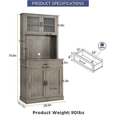 Kitchen Pantry Cabinet with 2 Drawers