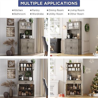 Kitchen Pantry Cabinet with 2 Drawers