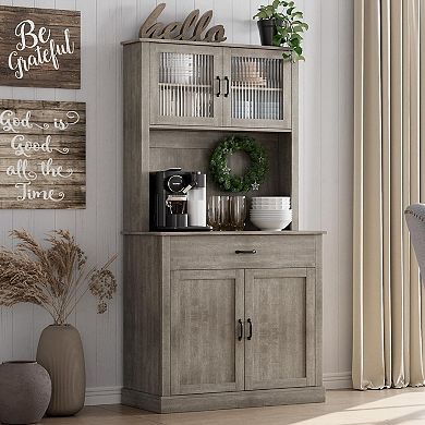 Kitchen Pantry Cabinet with 2 Drawers