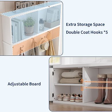 77" Tall Hall Tree with Shoe Storage & Bench