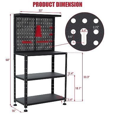 32" Heavy Duty Steel Workbench