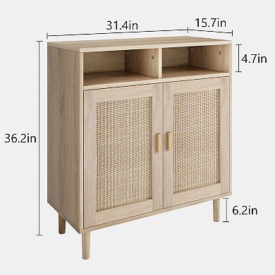 36 Inch Rattan Sideboard Cabinet with 2 Doors
